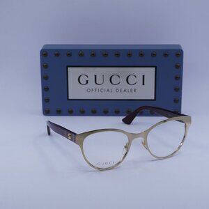 Gucci GG1114O 003 Cat Eye Eyeglasses 52mm – Gold/Red